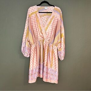 ARULA Pink and Yellow Patterned Dress